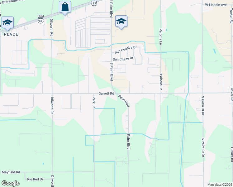 map of restaurants, bars, coffee shops, grocery stores, and more near 26700 Palm Boulevard in Harlingen