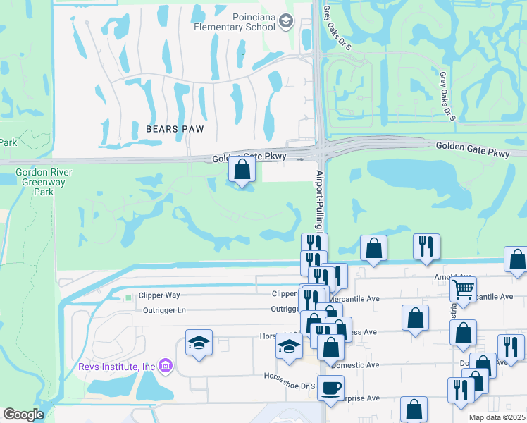 map of restaurants, bars, coffee shops, grocery stores, and more near 524 Wildwood Lane in Naples