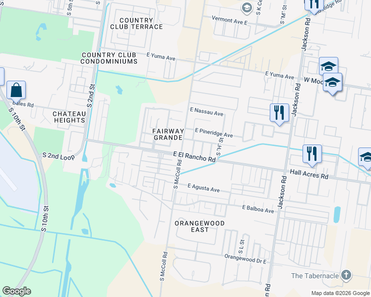 map of restaurants, bars, coffee shops, grocery stores, and more near 3309 South G Street in McAllen