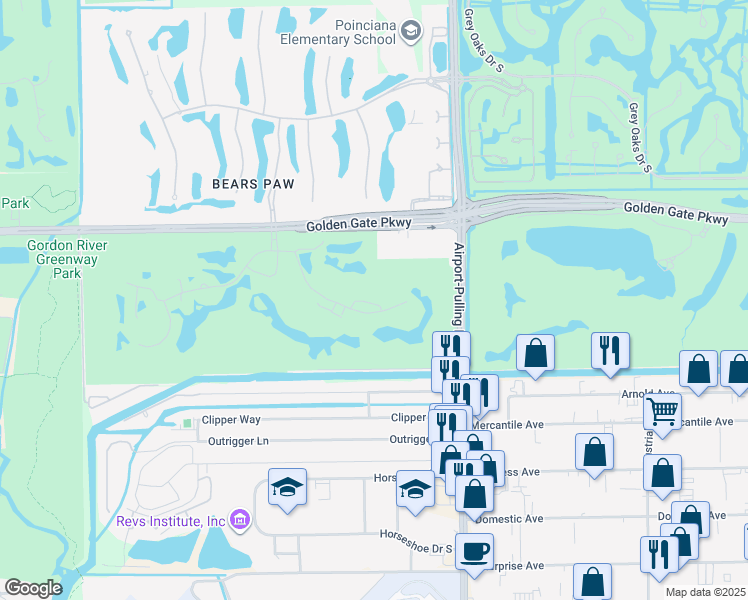 map of restaurants, bars, coffee shops, grocery stores, and more near 524 Wildwood Lane in Naples