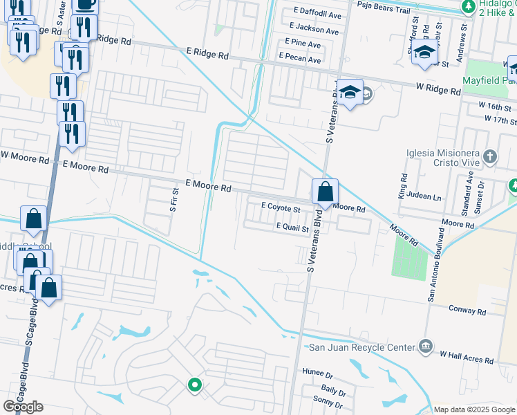 map of restaurants, bars, coffee shops, grocery stores, and more near 1804 South Ironwood Street in Pharr