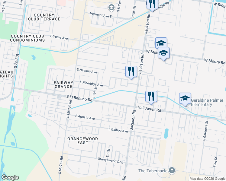 map of restaurants, bars, coffee shops, grocery stores, and more near 1208 East Pineridge Avenue in McAllen