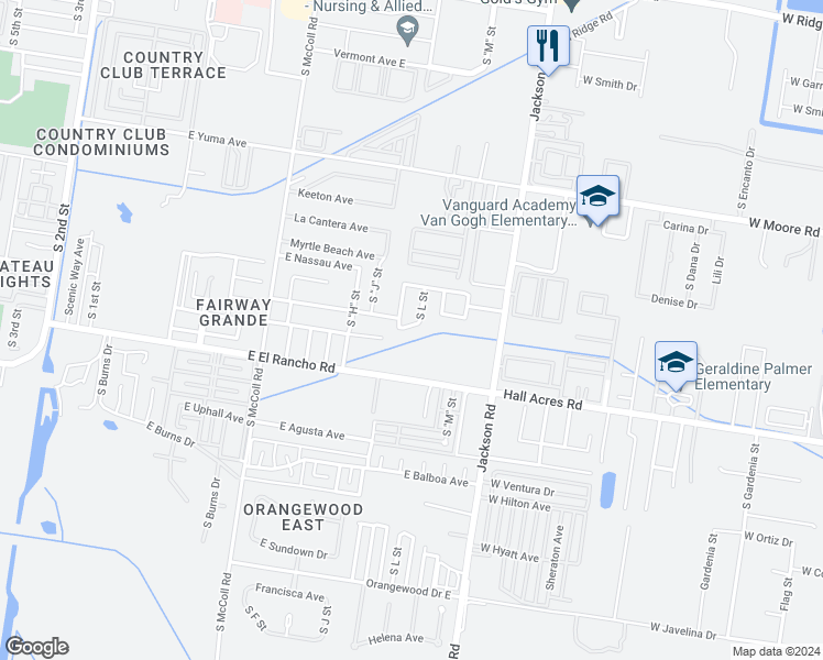 map of restaurants, bars, coffee shops, grocery stores, and more near 3013 South K Center in McAllen
