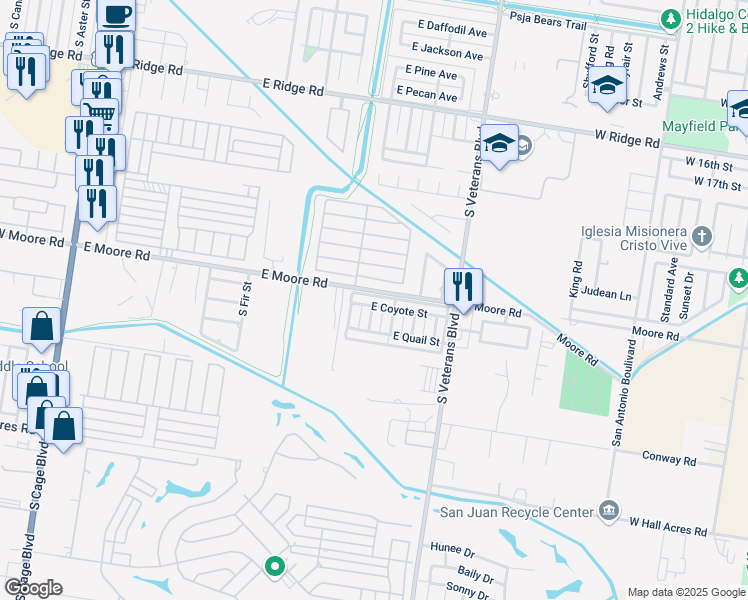 map of restaurants, bars, coffee shops, grocery stores, and more near 162 Mulberry Drive in Pharr