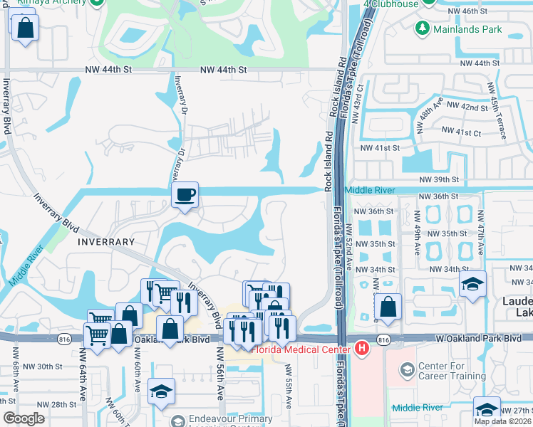 map of restaurants, bars, coffee shops, grocery stores, and more near 5523 Constant Spring Terrace in Lauderhill