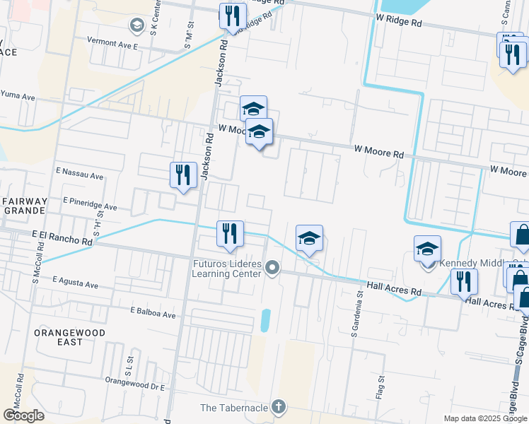 map of restaurants, bars, coffee shops, grocery stores, and more near Park Lane in Pharr