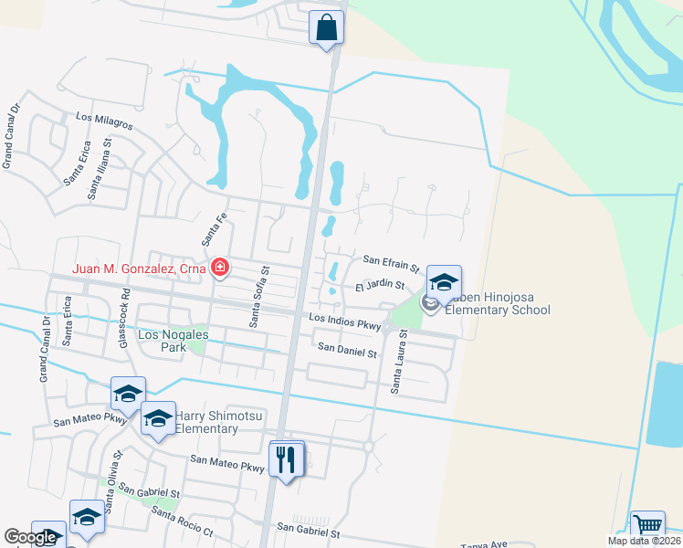 map of restaurants, bars, coffee shops, grocery stores, and more near 3008 Santa Lorena in Mission