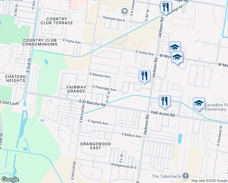 map of restaurants, bars, coffee shops, grocery stores, and more near 1025 East Pineridge Avenue in McAllen