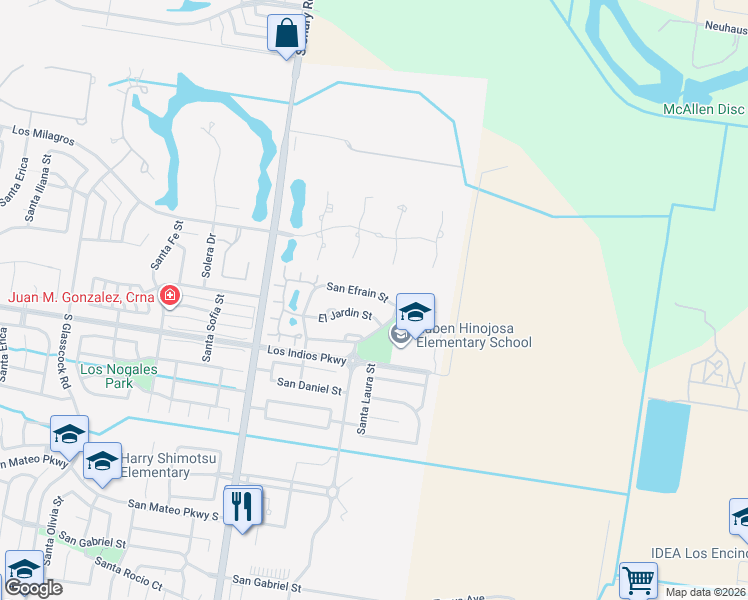 map of restaurants, bars, coffee shops, grocery stores, and more near 4005 San Efrain in Mission