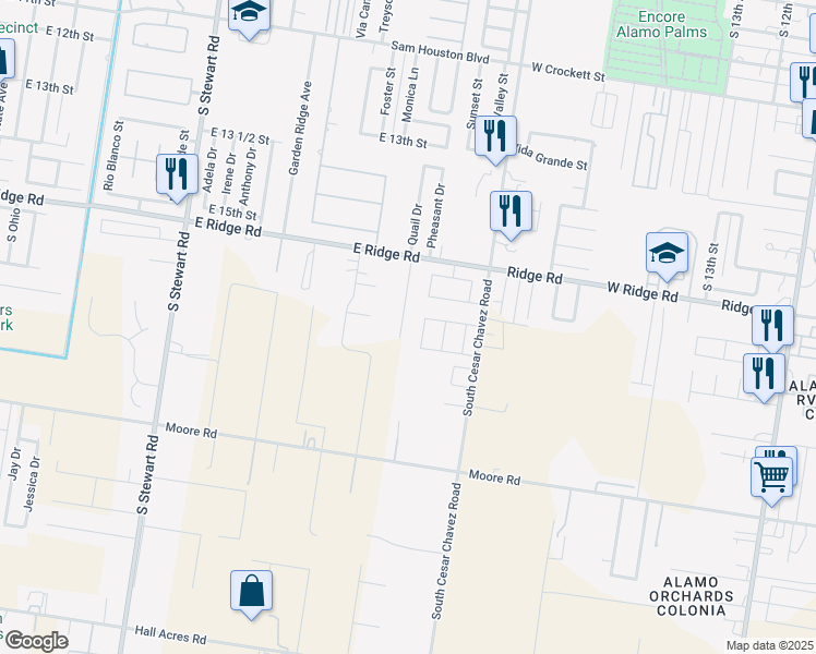 map of restaurants, bars, coffee shops, grocery stores, and more near 1708 Piedras Negras Street in San Juan