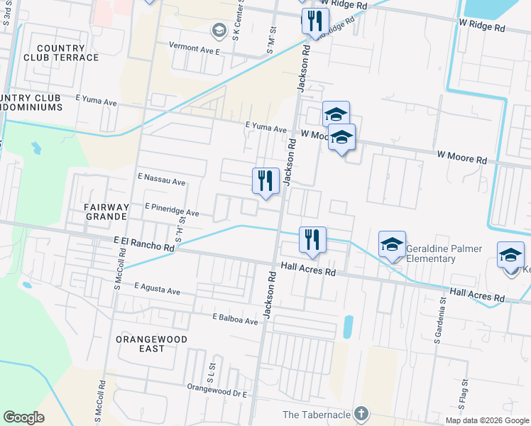 map of restaurants, bars, coffee shops, grocery stores, and more near 3000 South Jackson Road in McAllen