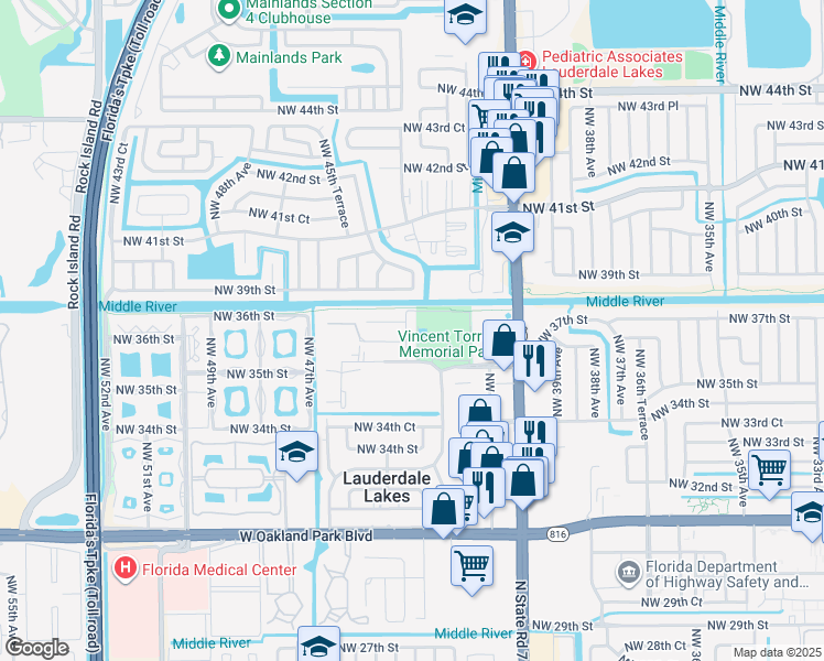 map of restaurants, bars, coffee shops, grocery stores, and more near 4410 Northwest 37th Street in Lauderhill