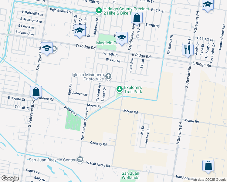 map of restaurants, bars, coffee shops, grocery stores, and more near 2004 Justice Drive in San Juan