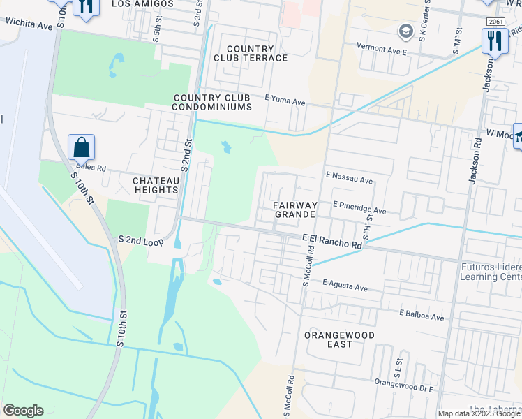 map of restaurants, bars, coffee shops, grocery stores, and more near 3201 South Casa Linda Street in McAllen