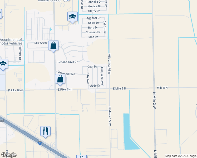 map of restaurants, bars, coffee shops, grocery stores, and more near 1010 Sapphire Avenue in Weslaco