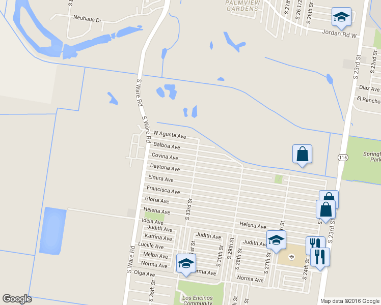 map of restaurants, bars, coffee shops, grocery stores, and more near 3309 Balboa Avenue in McAllen