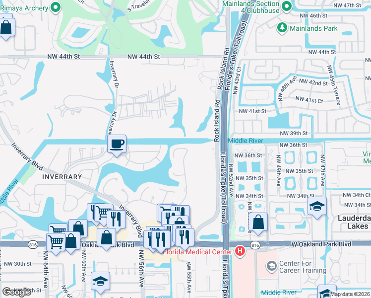 map of restaurants, bars, coffee shops, grocery stores, and more near 5533 Constant Spring Terrace in Lauderhill