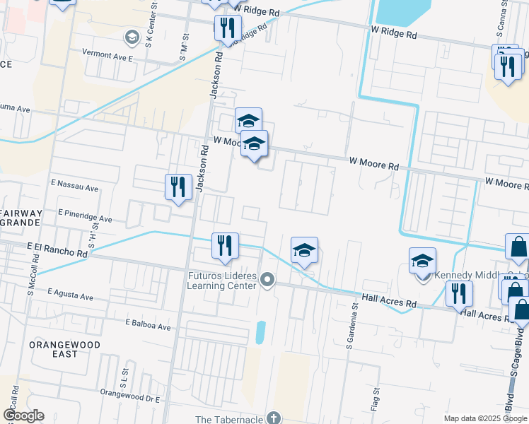 map of restaurants, bars, coffee shops, grocery stores, and more near Park Lane in Pharr