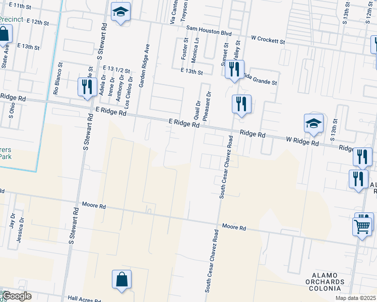 map of restaurants, bars, coffee shops, grocery stores, and more near 1708 Piedras Negras Street in San Juan