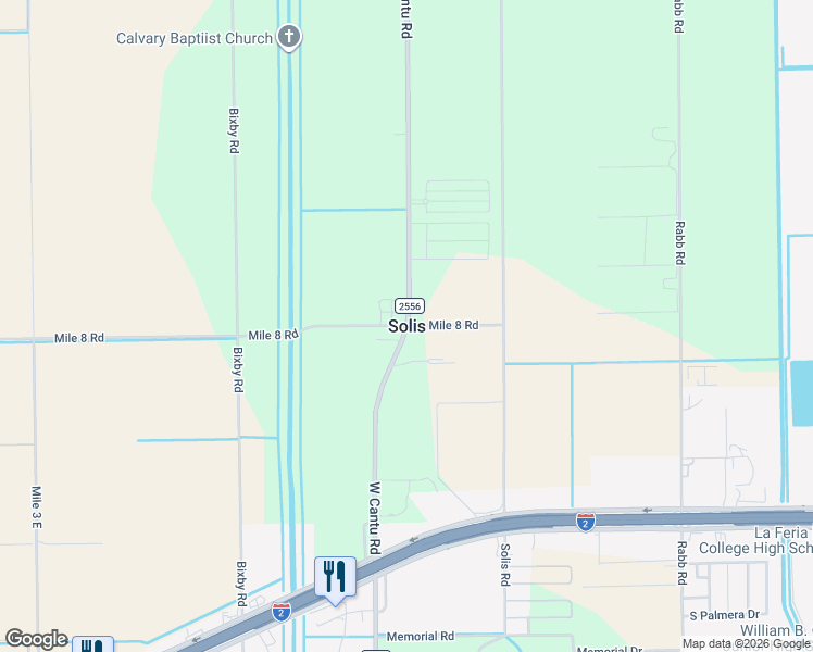 map of restaurants, bars, coffee shops, grocery stores, and more near 26599 West Cantu Road in La Feria