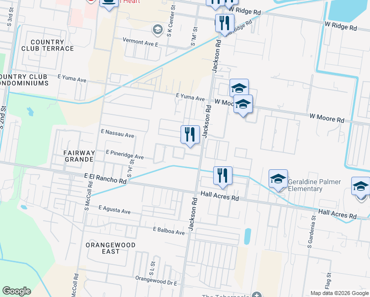 map of restaurants, bars, coffee shops, grocery stores, and more near 3000 South Jackson Road in McAllen