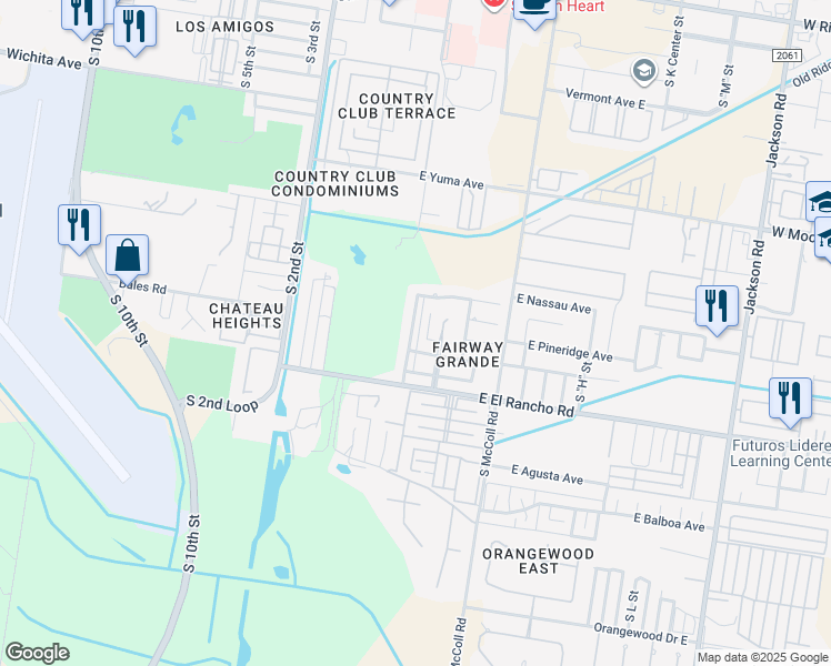 map of restaurants, bars, coffee shops, grocery stores, and more near 3201 South Casa Linda Street in McAllen