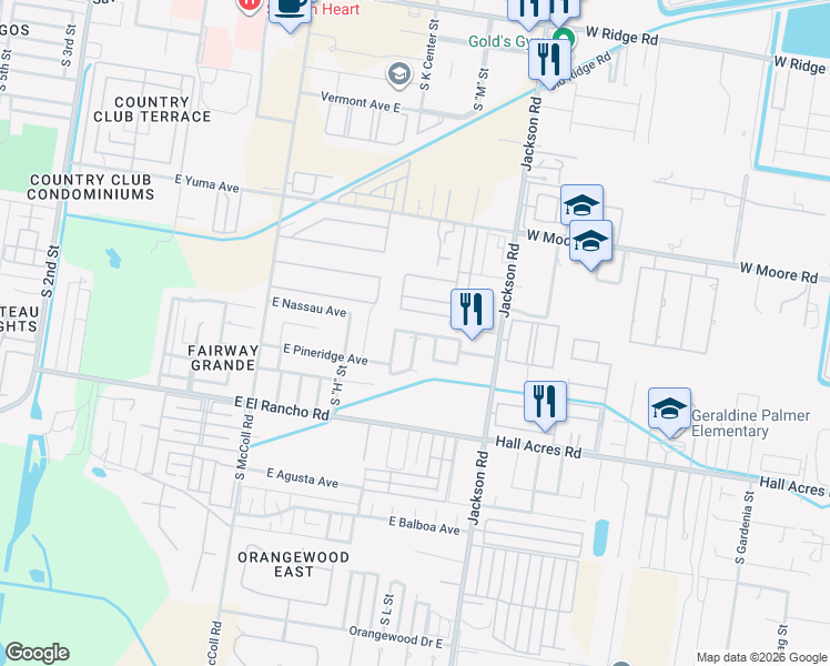 map of restaurants, bars, coffee shops, grocery stores, and more near 2808 South L Street in McAllen