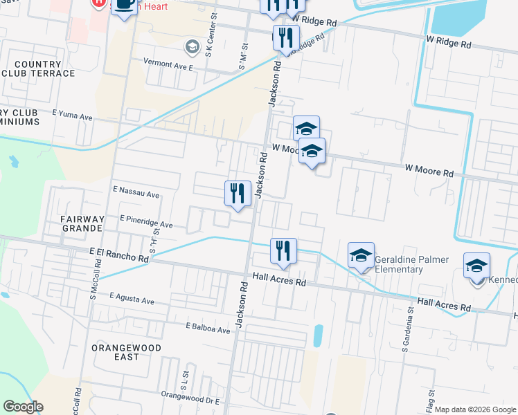 map of restaurants, bars, coffee shops, grocery stores, and more near 2001 South Jackson Road in Pharr