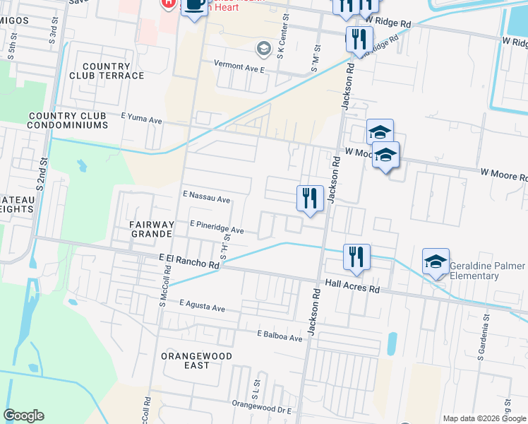 map of restaurants, bars, coffee shops, grocery stores, and more near 2808 South L Street in McAllen