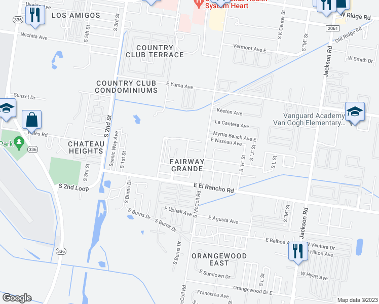 map of restaurants, bars, coffee shops, grocery stores, and more near 600 East Olympia Avenue in McAllen