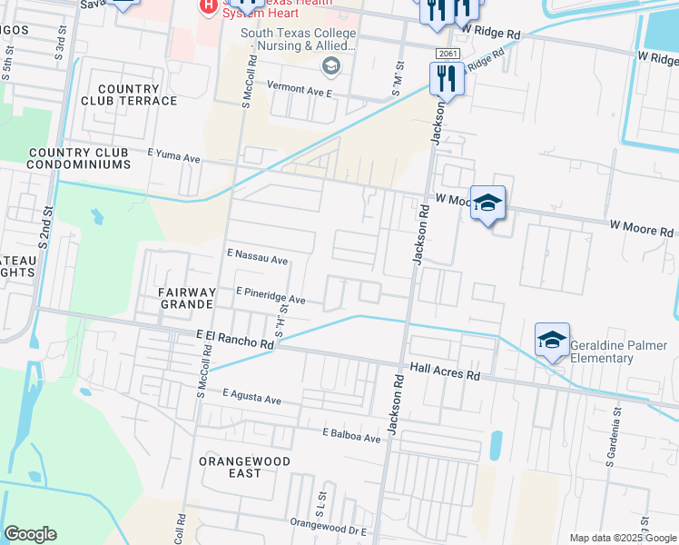 map of restaurants, bars, coffee shops, grocery stores, and more near 2808 South L Street in McAllen