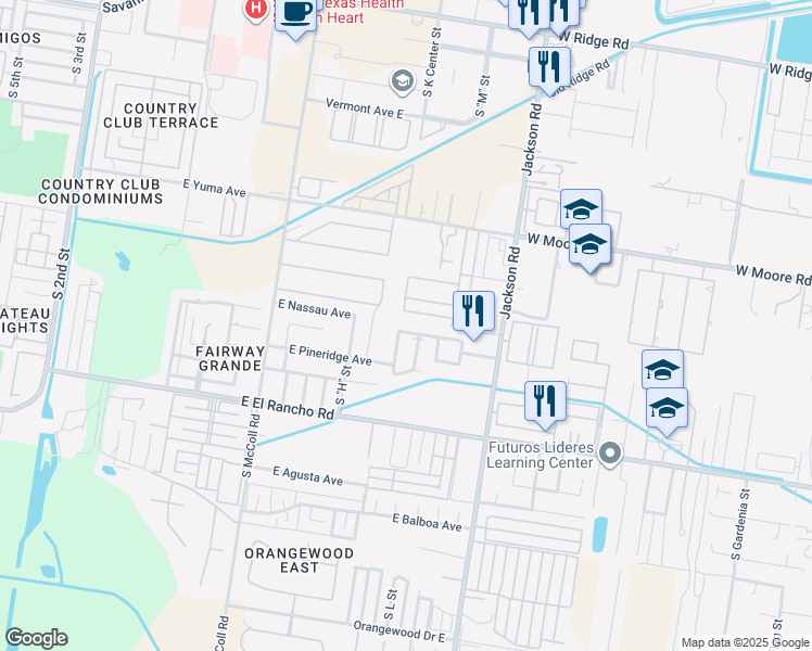 map of restaurants, bars, coffee shops, grocery stores, and more near 2808 South L Street in McAllen
