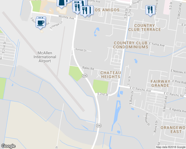 map of restaurants, bars, coffee shops, grocery stores, and more near 3119 South 6th Lane in McAllen