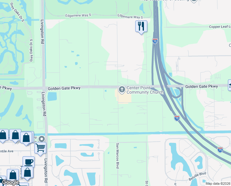 map of restaurants, bars, coffee shops, grocery stores, and more near 6610 Golden Gate Parkway in Naples