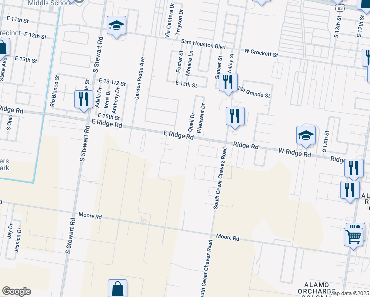 map of restaurants, bars, coffee shops, grocery stores, and more near 1508 Quail Drive in San Juan