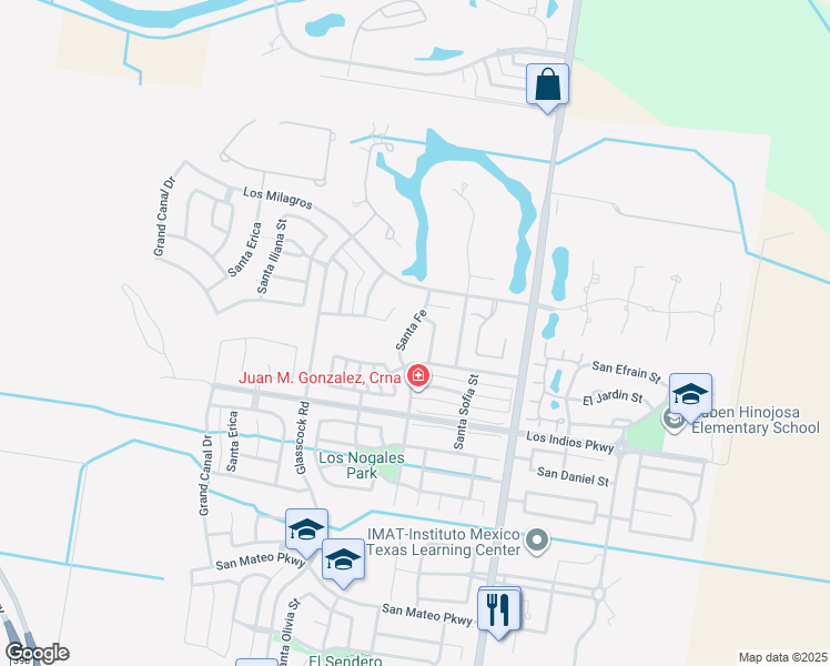 map of restaurants, bars, coffee shops, grocery stores, and more near 2903 Santa Fe in Mission