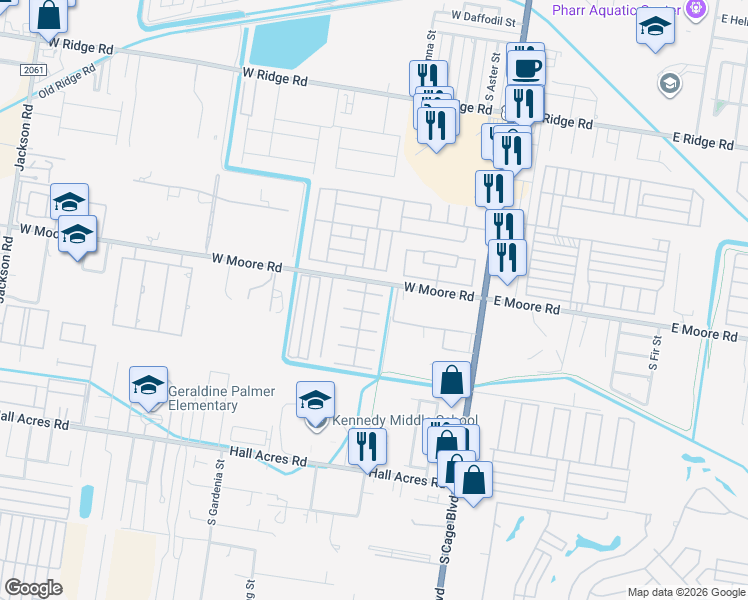 map of restaurants, bars, coffee shops, grocery stores, and more near 601 Pink Bugambilia in Pharr