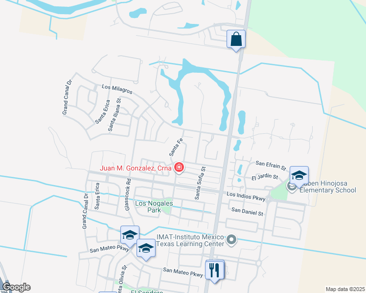 map of restaurants, bars, coffee shops, grocery stores, and more near 2903 Santa Fe Street in Mission