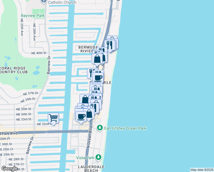 map of restaurants, bars, coffee shops, grocery stores, and more near in Fort Lauderdale
