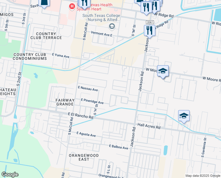 map of restaurants, bars, coffee shops, grocery stores, and more near 2808 South L Street in McAllen