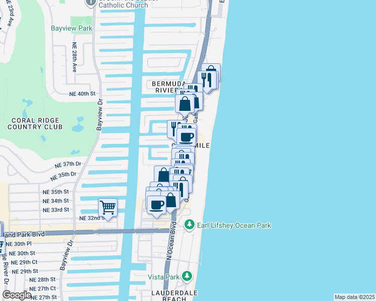 map of restaurants, bars, coffee shops, grocery stores, and more near in Fort Lauderdale
