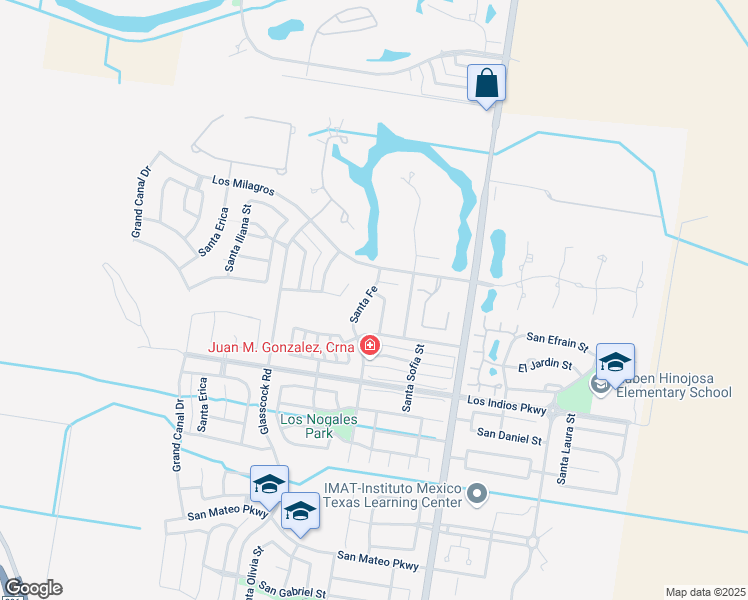 map of restaurants, bars, coffee shops, grocery stores, and more near 2901 Santa Fe Street in Mission