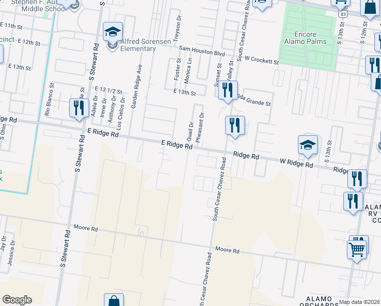 map of restaurants, bars, coffee shops, grocery stores, and more near 1508 Quail Drive in San Juan