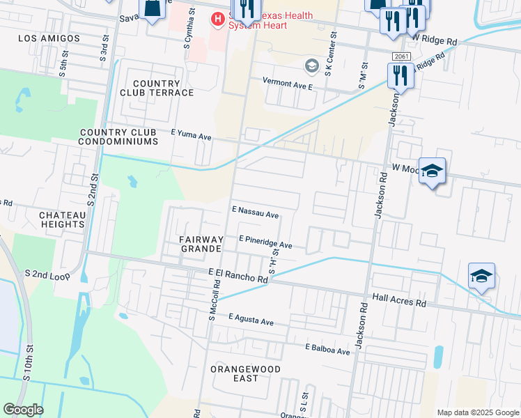 map of restaurants, bars, coffee shops, grocery stores, and more near 824 East Nassau Avenue in McAllen