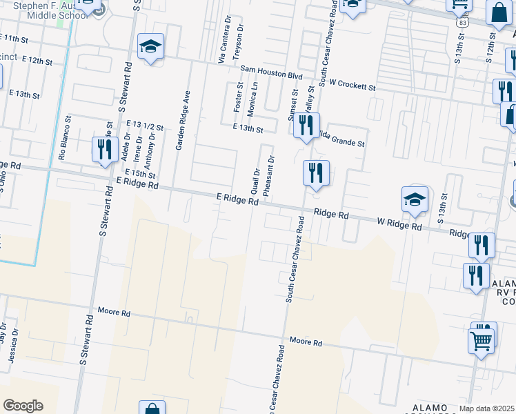 map of restaurants, bars, coffee shops, grocery stores, and more near 1508 Quail Drive in San Juan