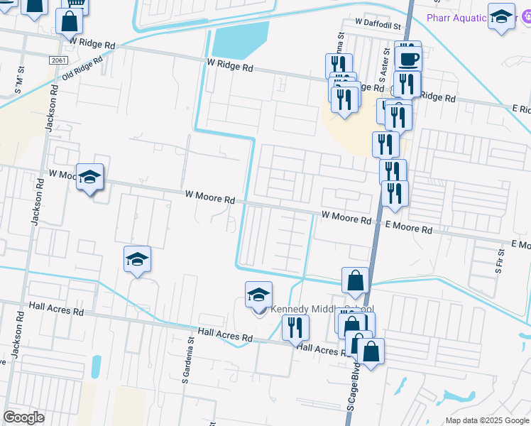 map of restaurants, bars, coffee shops, grocery stores, and more near 1808 South Erica Street in Pharr