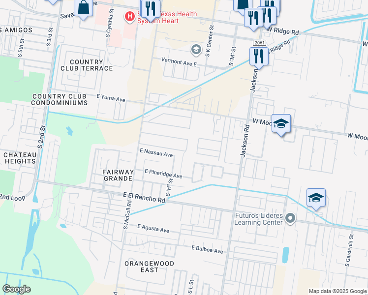 map of restaurants, bars, coffee shops, grocery stores, and more near 2901 South "H" Street in McAllen