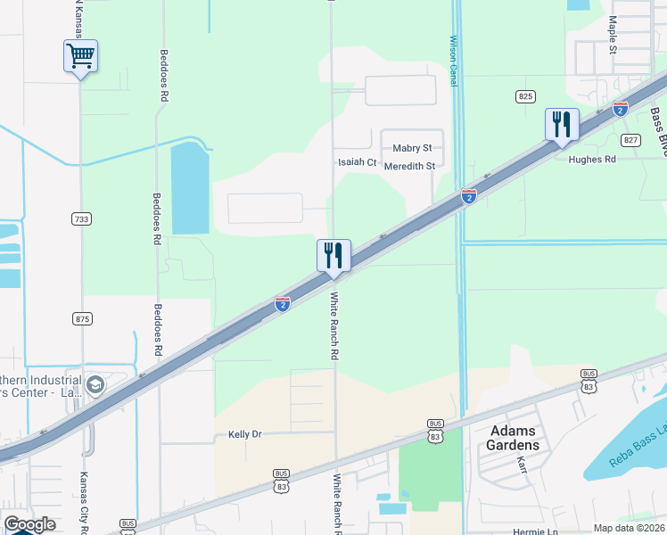 map of restaurants, bars, coffee shops, grocery stores, and more near E Frontage Road in La Feria