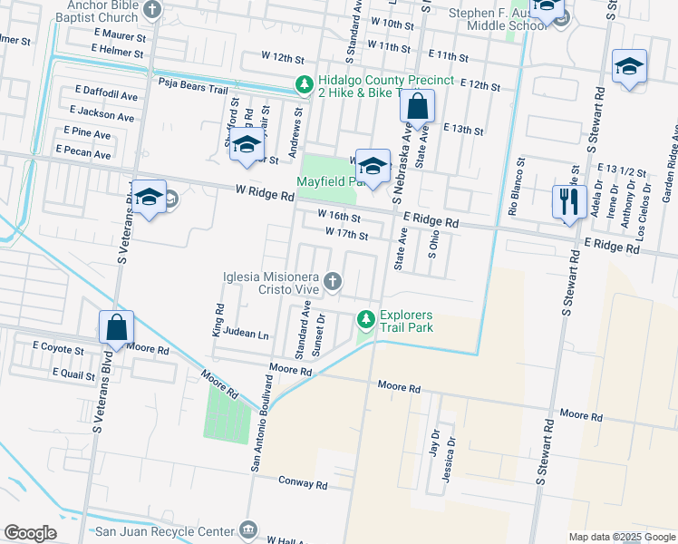 map of restaurants, bars, coffee shops, grocery stores, and more near 1612 Jonathon Drive in San Juan