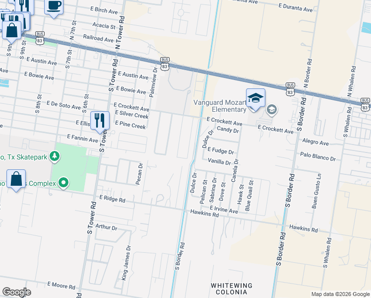map of restaurants, bars, coffee shops, grocery stores, and more near 449 Serg Loop in Alamo